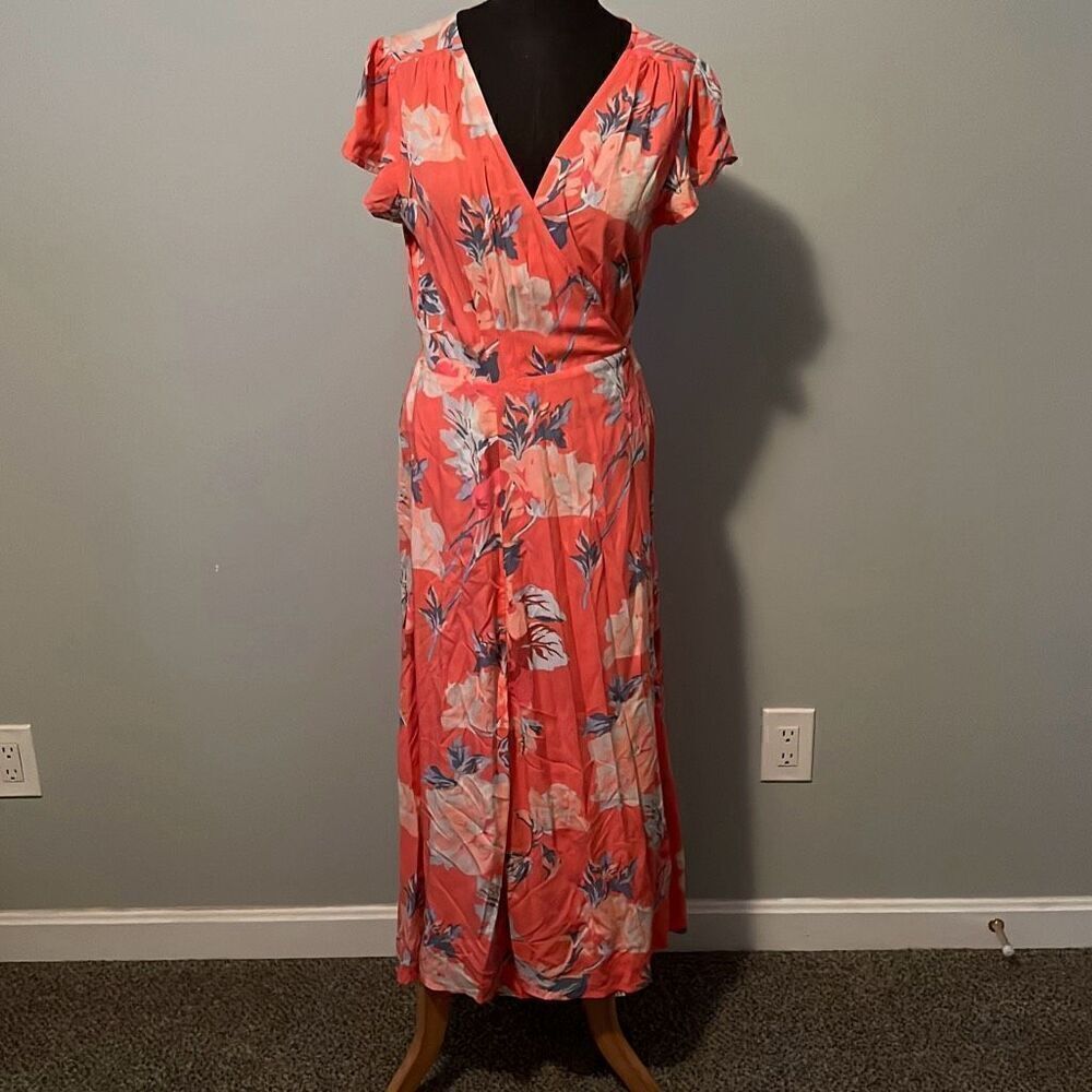 NWT Gap Womens Floral Print Midi Wrap Dress